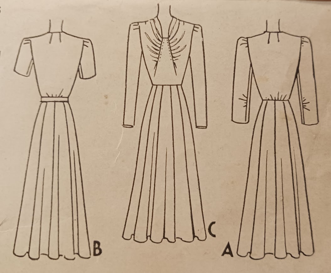 1940s Style Pleated Bust V Neck Dress Six Gore Flare Skirt Custom Made in Your Size From Vintage Pattern 1941