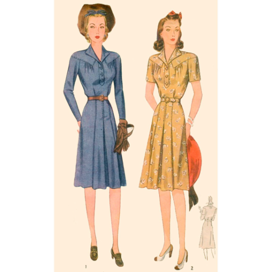 1940s Style Western Style Casual Shirt Dress Custom Made in Your Size From a Vintage Pattern 1941