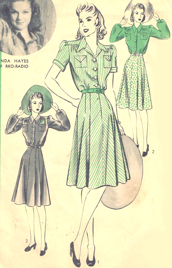 1940s Style Button up Shirt Dress Made from Vintage Pattern Custom Made in Your Size and Color 1941