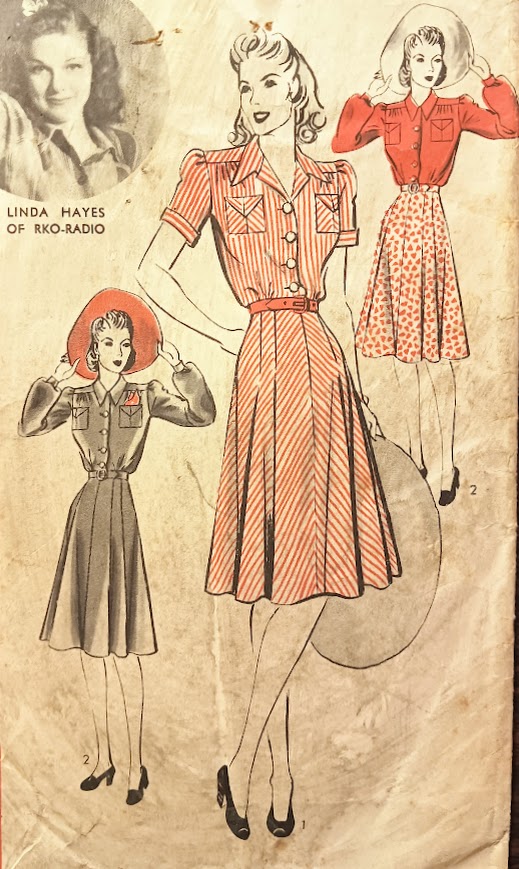 1940s Style Button up Shirt Dress  Made from Vintage Pattern Custom Made in Your Size and Color 1941