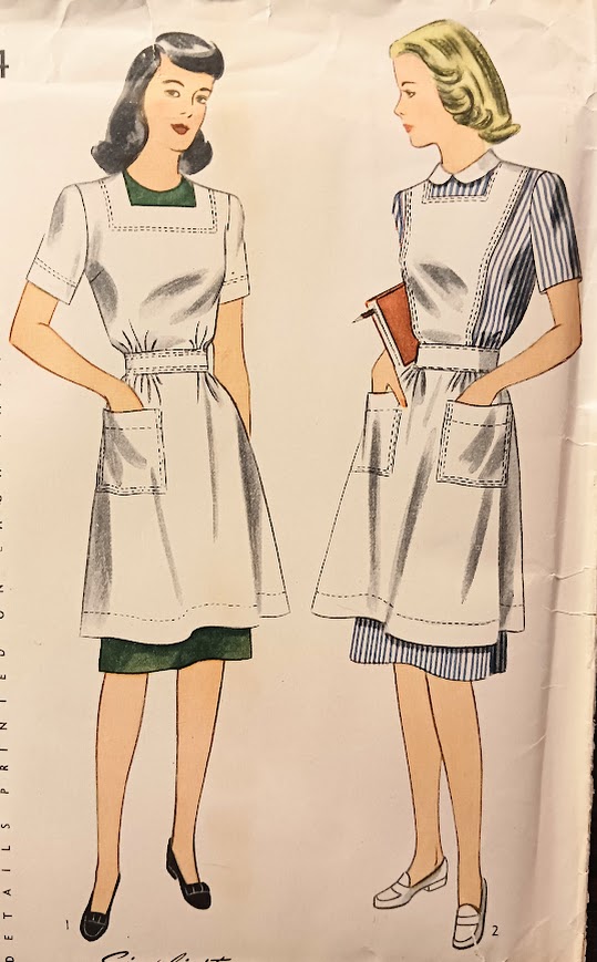 1940s Style WWII Red Cross Nurses Dress Uniform Pinafore or Canteen Apron Custom Made in Your Size From a Vintage Pattern 1943