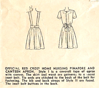 1940s Style WWII Red Cross Nurses Dress Uniform Pinafore or Canteen Apron Custom Made in Your Size From a Vintage Pattern 1943