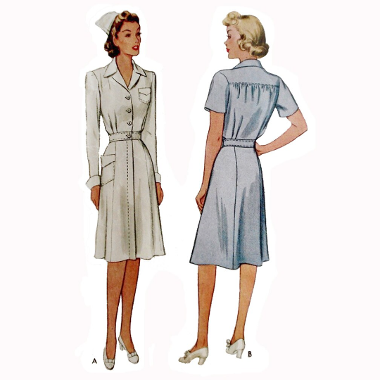 1940s Style WWII Nurses Uniform Dress Custom Made in Your Size From a Vintage Pattern 1943
