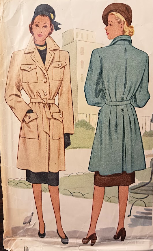1940s Style Dolman Sleeve Trench Coat Raincoat Custom Made in Your Size From a Vintage Pattern 1946