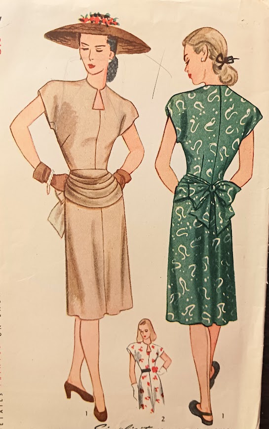 1940s Style Keyhole Neck Kimono Short Sleeve Dress with Peplum Skirt Custom Made in Your Size From a Vintage Pattern 1946