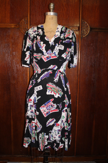 1940s Style Plunging V Neck Gathered Bust Dress Custom Made in Your Size From a Vintage Pattern 1940