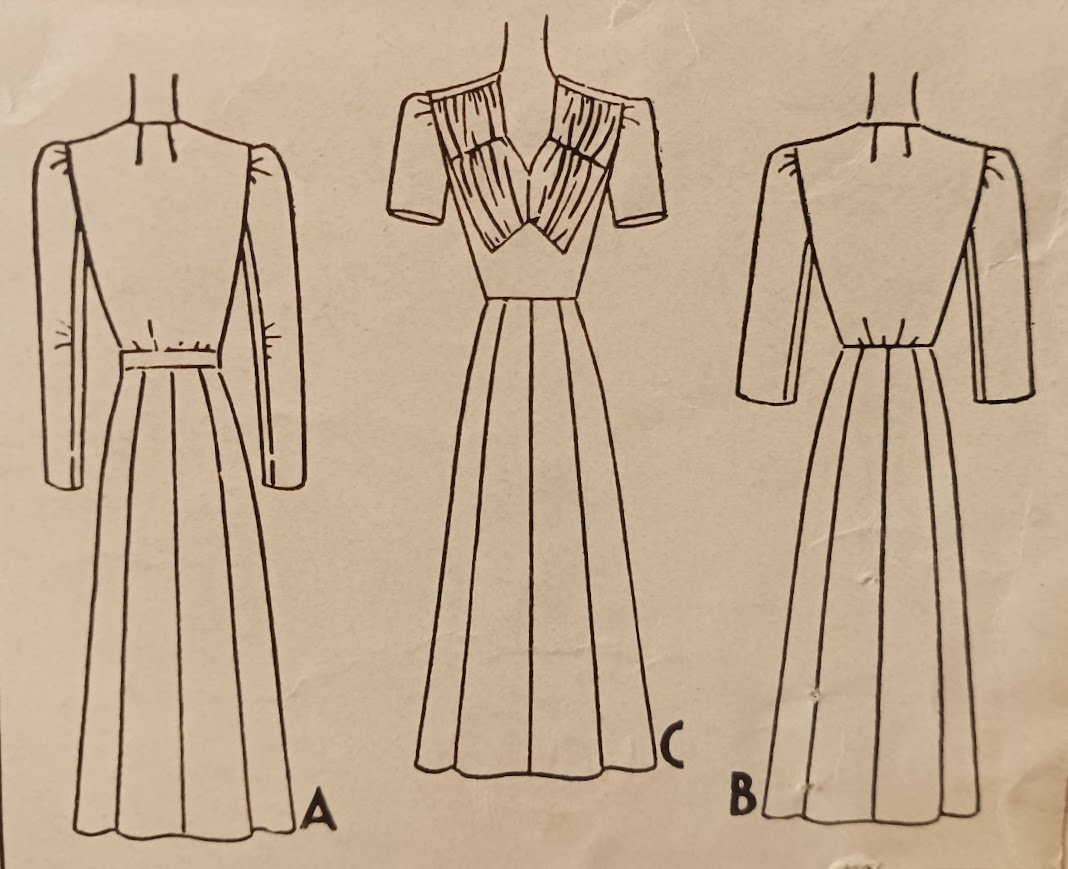 1940s Style Plunging V Neck Gathered Bust Dress Custom Made in Your Size From a Vintage Pattern 1940