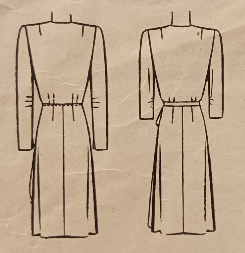 1940s Style Sweetheart Neckline Dress with Left Side Skirt Flounce Custom Made in Your Size From a Vintage Pattern 1944