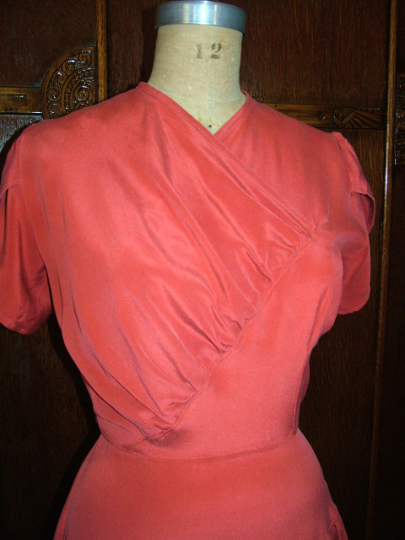 1940s Style Dress with Asymmetrical Bodice and Skirt Gathers Custom Made in Your Size From a Vintage Pattern 1947