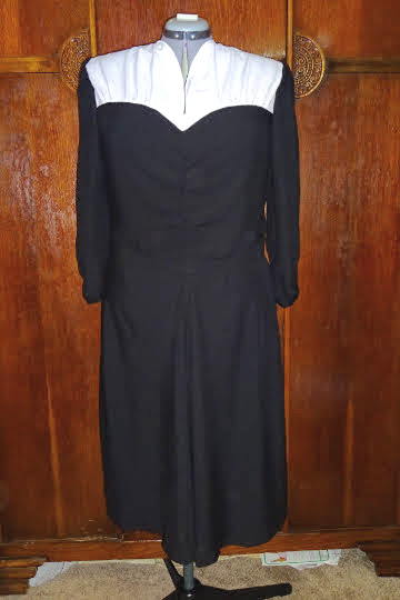 1940s Style Ruched Center Front Gathered Shoulder Dress with Full Skirt Made from Vintage Pattern Custom Made in Your Size 1940