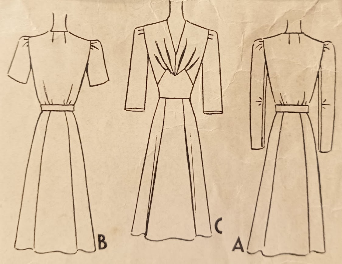 1940s Style Gathered Bust Deep V Neck Dress Six Gore Flare Skirt Custom Made in Your Size From Vintage Pattern 1941