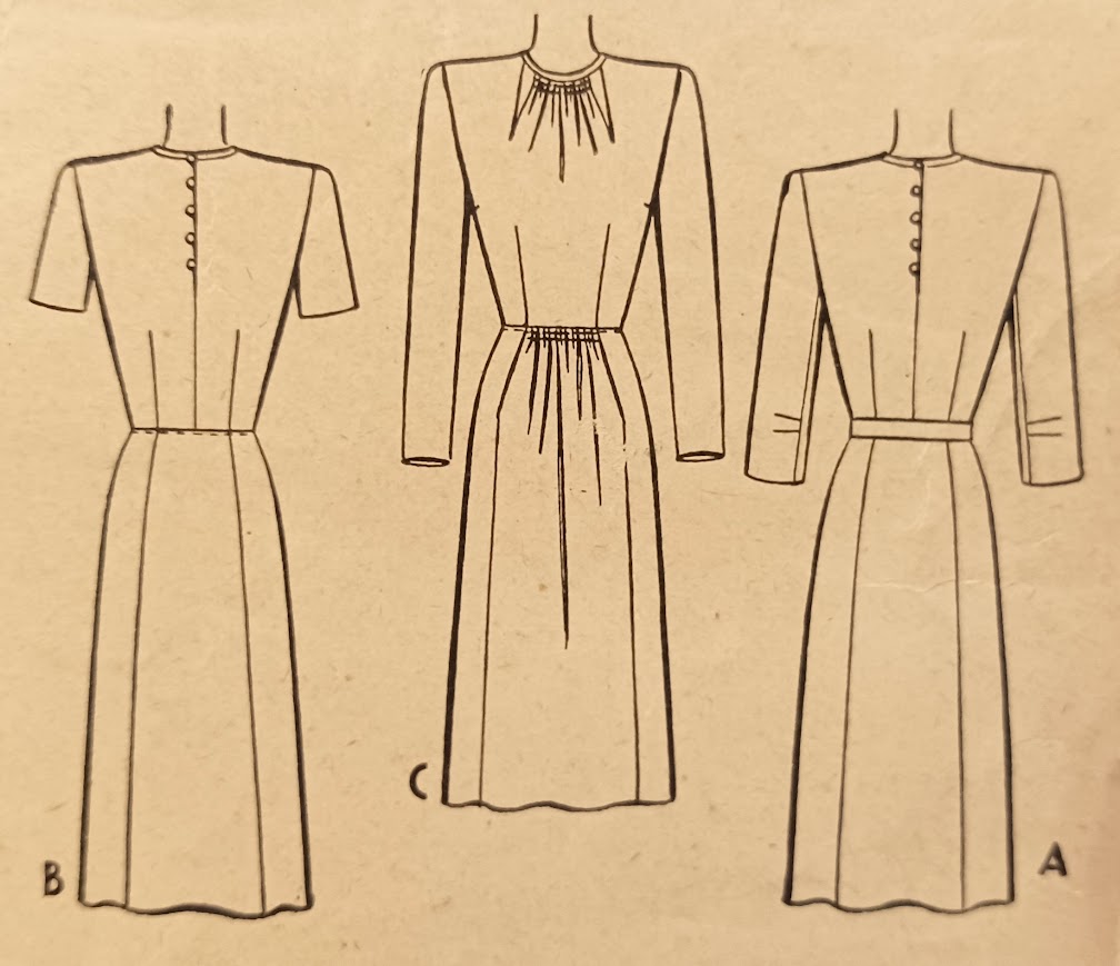 1940s Style Unique Cut Out Gathered Neck Dress Custom Made in Your Size From a Vintage Pattern 1944