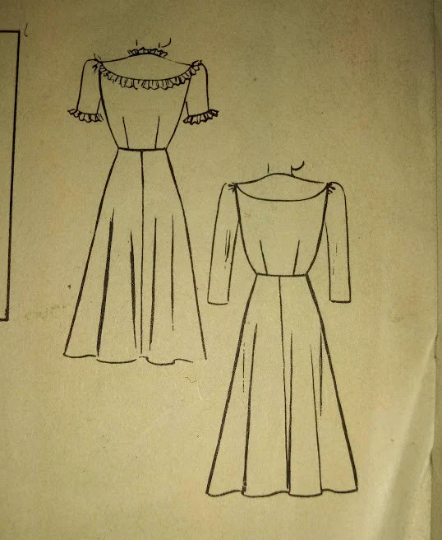 1940s Style V Neck Gathered Bust Dress with Yoke Detail and Full Skirt Custom Made in Your Size From Vintage Pattern 1941