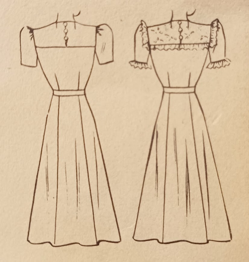 1940s Style WWII Era Square Neck Color Block House Dress Custom Made in your Size From a Vintage Pattern 1942