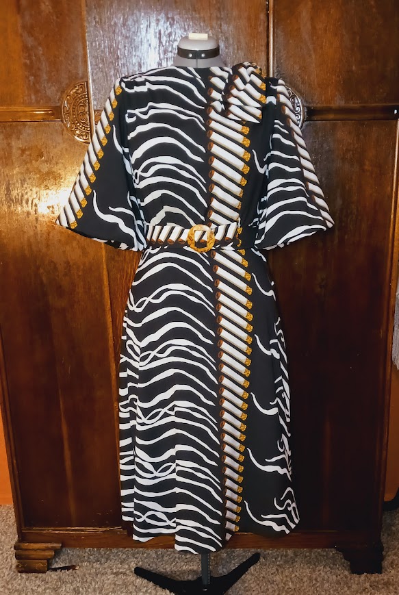 1940s Style Raised Boat Neck Dress with Side Shoulder Pleats and Lantern Sleeves Custom Made in Your Size From a Vintage Pattern 1947