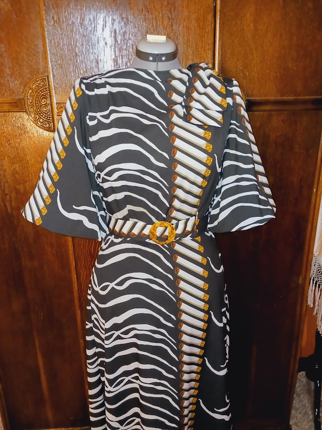 1940s Style Raised Boat Neck Dress with Side Shoulder Pleats and Lantern Sleeves Custom Made in Your Size From a Vintage Pattern 1947