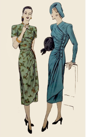 1940s Style Gathered Wrap Sarong Dress Custom Made in Your Size From a Vintage Pattern 1948