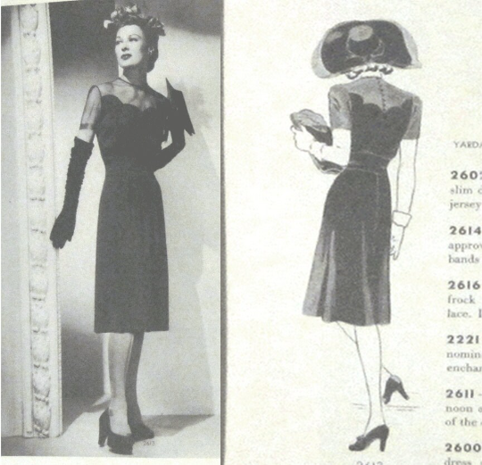 1940s Style Scalloped Yoke Dress with Fitted Waist and Gathered Front Skirt Custom Made in Your Size From a Vintage Pattern 1943