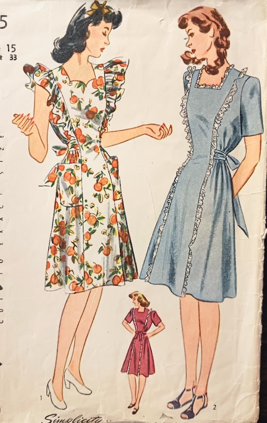 1940s Style WWII Era Pinafore Maternity House Dress Custom Made in Your Size From a Vintage Pattern 1943