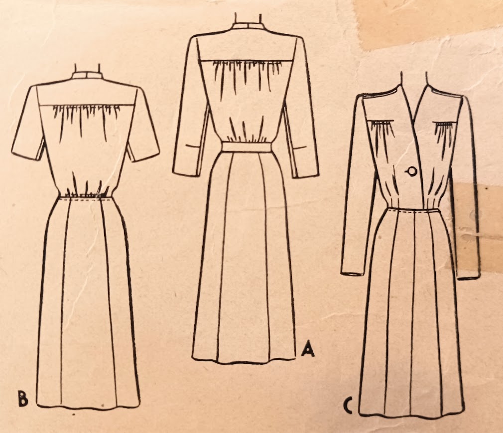 1940s Style Surplice Day Dress with Seven Gore Skirt Custom Made in Your Size From a Vintage Pattern 1944