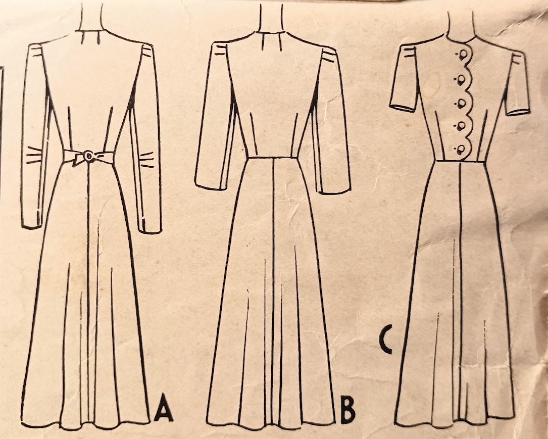 1940s Style Jewel Neck Dress with Zip or Scalloped Button up Front and Flare Skirt Custom Made in Your Size From a Vintage Pattern 1940