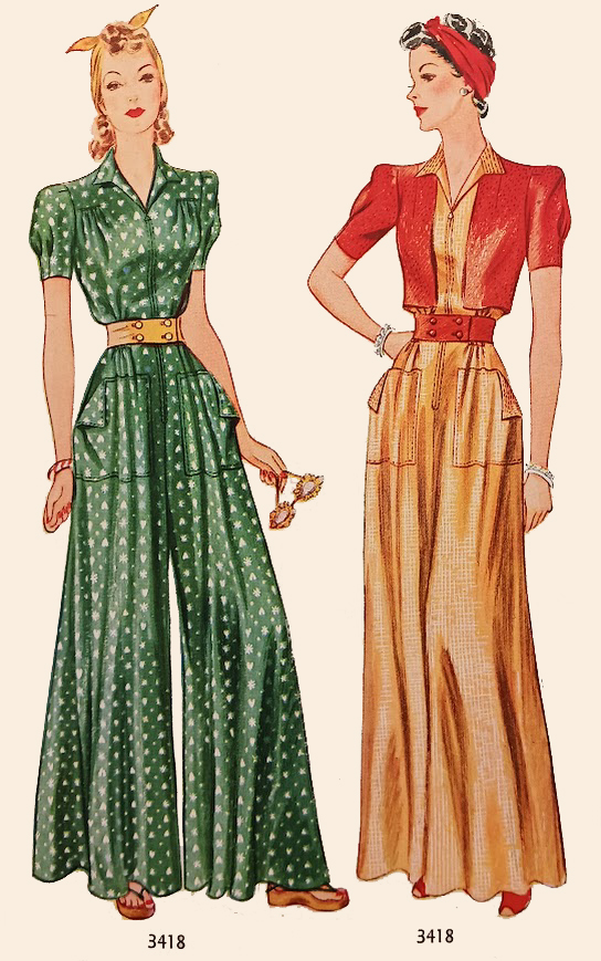 1940s Style Jump Suit Palazzo Pants Beach Pajamas Custom Made in Your Size From a Vintage Pattern 1940