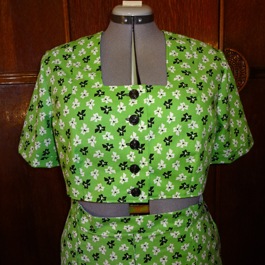 1940s Style WWII Era Summer Playsuit Crop Top and Pleated Shorts Custom Made in Your Size From a Vintage Pattern 1945