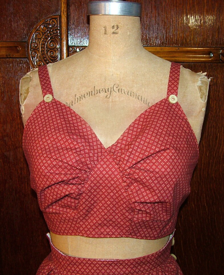 1940s Style Playsuit Swimsuit Bathing Suit Bikini Bra Top and Shorts Custom Made in Your Size From a Vintage Pattern 1944