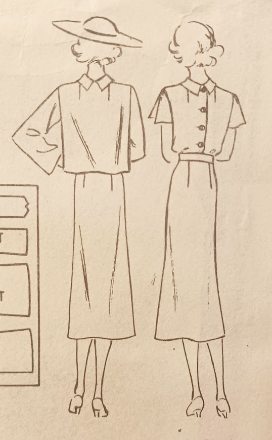 1930s Style Button Back Dress with Slim Skirt and Jacket Custom Made in Your Size From a Vintage Pattern 1936
