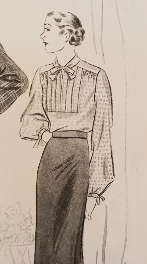 1930s Style Pin Tucked Bow Tie Blouse, Slim Skirt or Raglan Sleeve Coat Custom Made in Your Size From a Vintage Pattern 1936