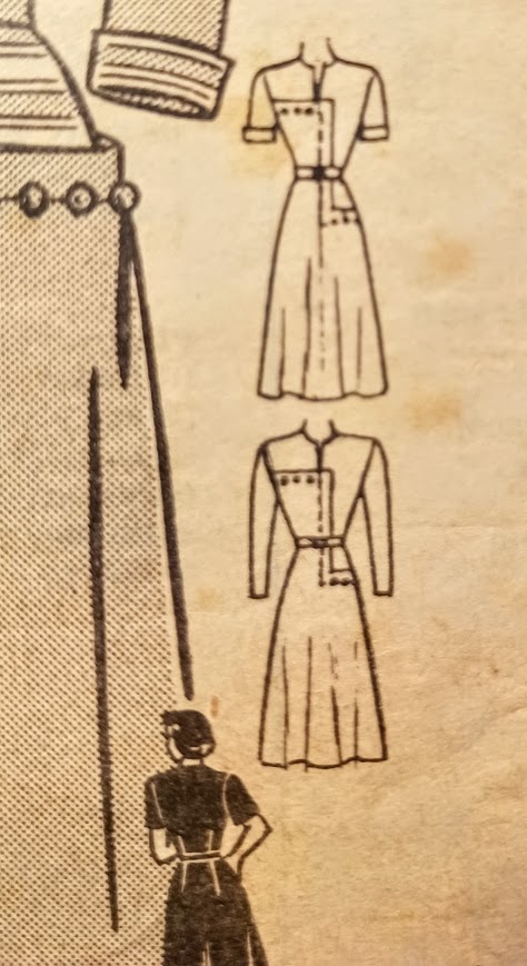 1940s Style Color Blocked 'Z' Dress with Asymmetrical Buttons Custom Made in Your Size From a Vintage Pattern 1946