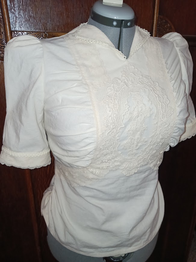 1930s Style Gathered Front Blouse with Puffed Sleeves Custom Made in Your Size From a Vintage Pattern 1939