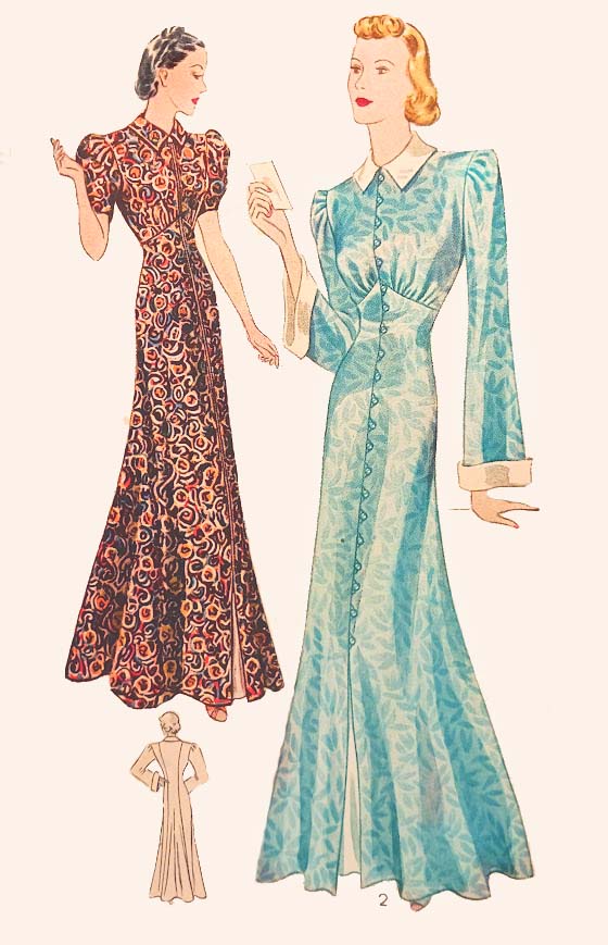 1930s Style Puffed Sleeve Hostess or Day Dress Length options Custom Made in Your Size From a Vintage Pattern 1938