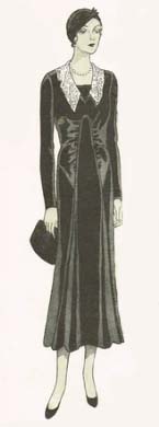 1930s Style Gathered Front Dress with Lace Collar Custom Made in Your Size From a Vintage Pattern 1930