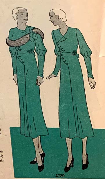 1930s Style Asymmetrical Surplice Dress with Faux Fur Cape and Slim Skirt Custom Made in Your Size From a Vintage Pattern 1932
