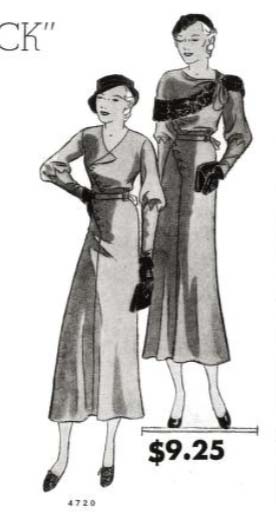 1930s Style Asymmetrical Surplice Dress with Faux Fur Cape and Slim Skirt Custom Made in Your Size From a Vintage Pattern 1932