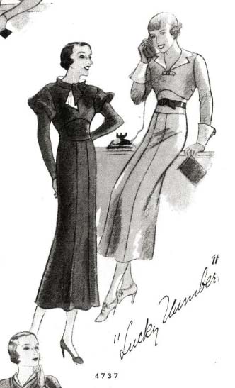 1930s Style Notched or Funnel Collar Dress with 6 Gore Slim Skirt Custom Made in Your Size From a Vintage Pattern 1932