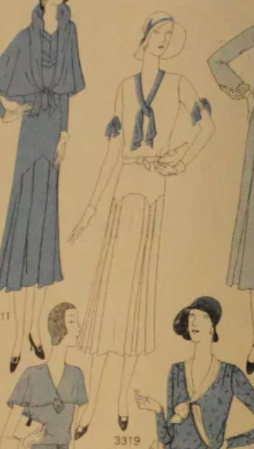 1930s Style V Neck Day Dress with W Shaped Hipline and Pleated Skirt Custom Made in Your Size From a Vintage Pattern 1930