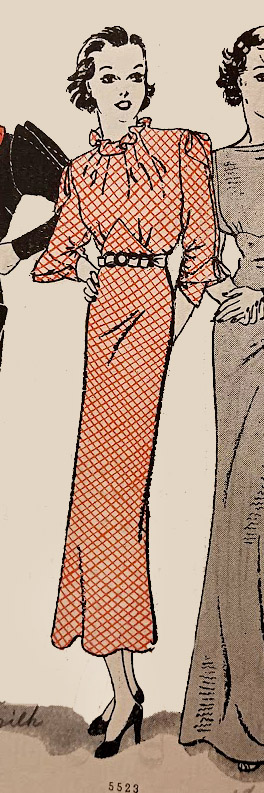 1930s Style Sci Fi Inset Pleated Sleeve Dress with Ruched Bust and Slim Skirt Custom Made in Your Size From a Vintage Pattern 1933