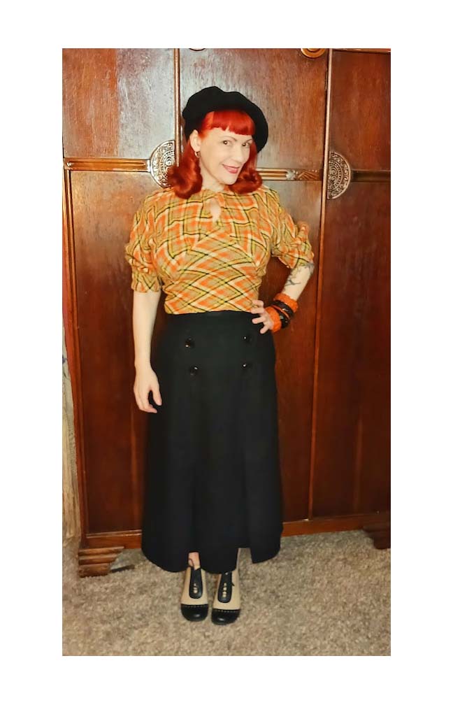 1930s Style Skirt with Decorative Button Tabs and Kick Pleats Custom Made in Your Size From a Vintage Pattern 1934