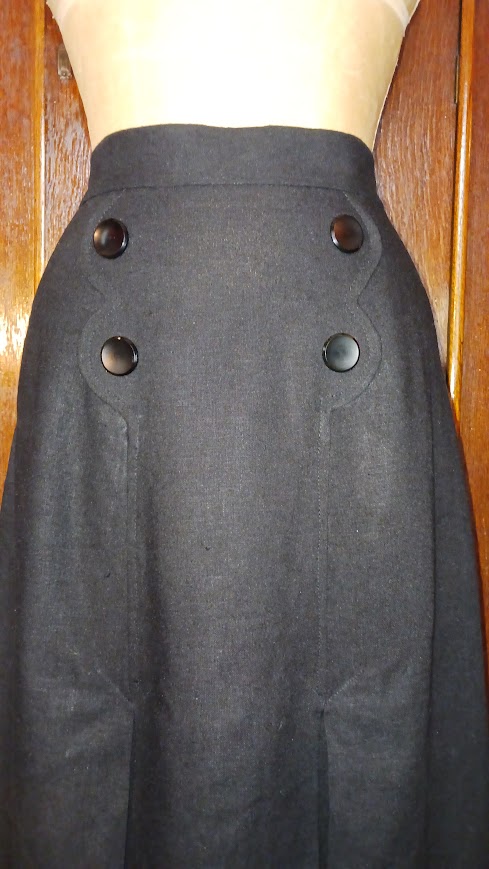1930s Style Skirt with Decorative Button Tabs and Kick Pleats Custom Made in Your Size From a Vintage Pattern 1934
