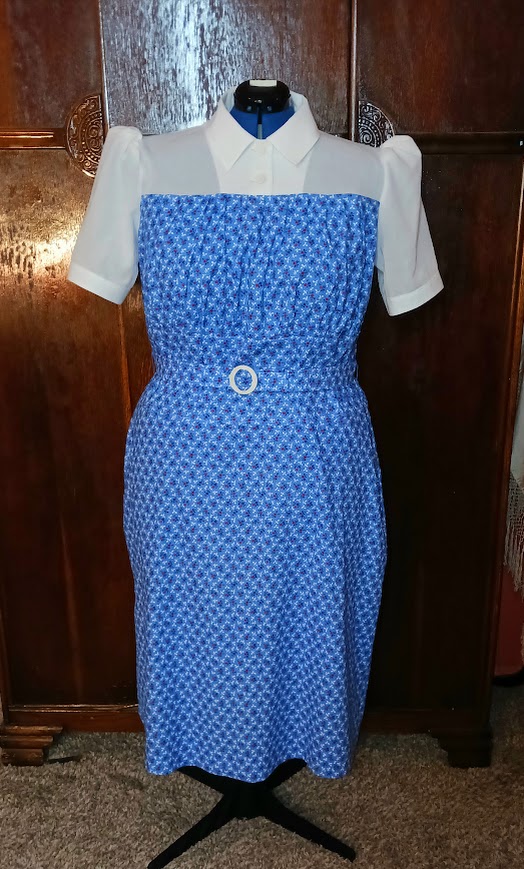 1930s Style Gathered Bust Color Blocked Puffed Sleeve Dress Custom Made in Your Size From a Vintage Pattern 1938