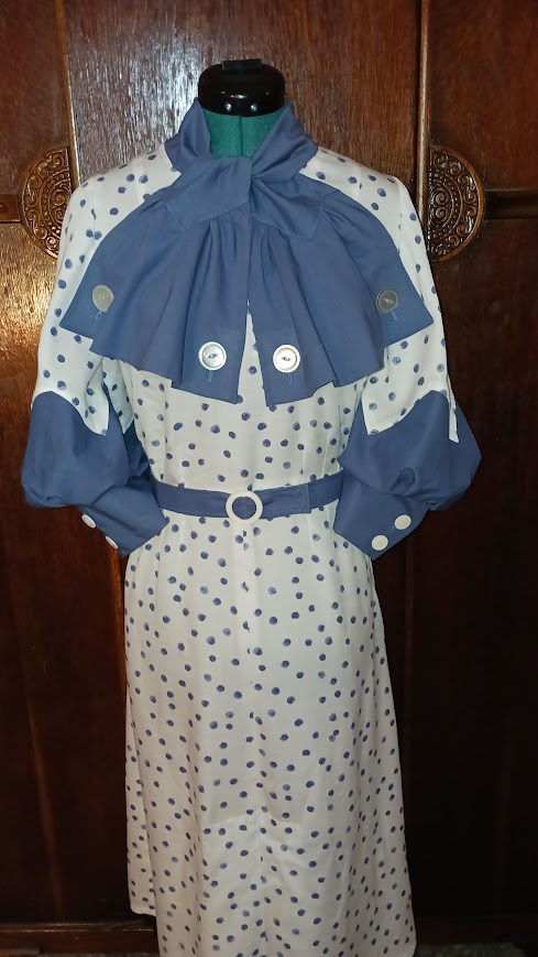 1930s Style Jabot Collar Balloon Sleeve Dress with Many Options Custom Made in Your Size From a Vintage Pattern 1933