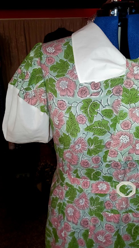 1930s Style V Neck Square Wrap Collar Dress with Balloon Sleeves Custom Made in Your Size From a Vintage Pattern 1933