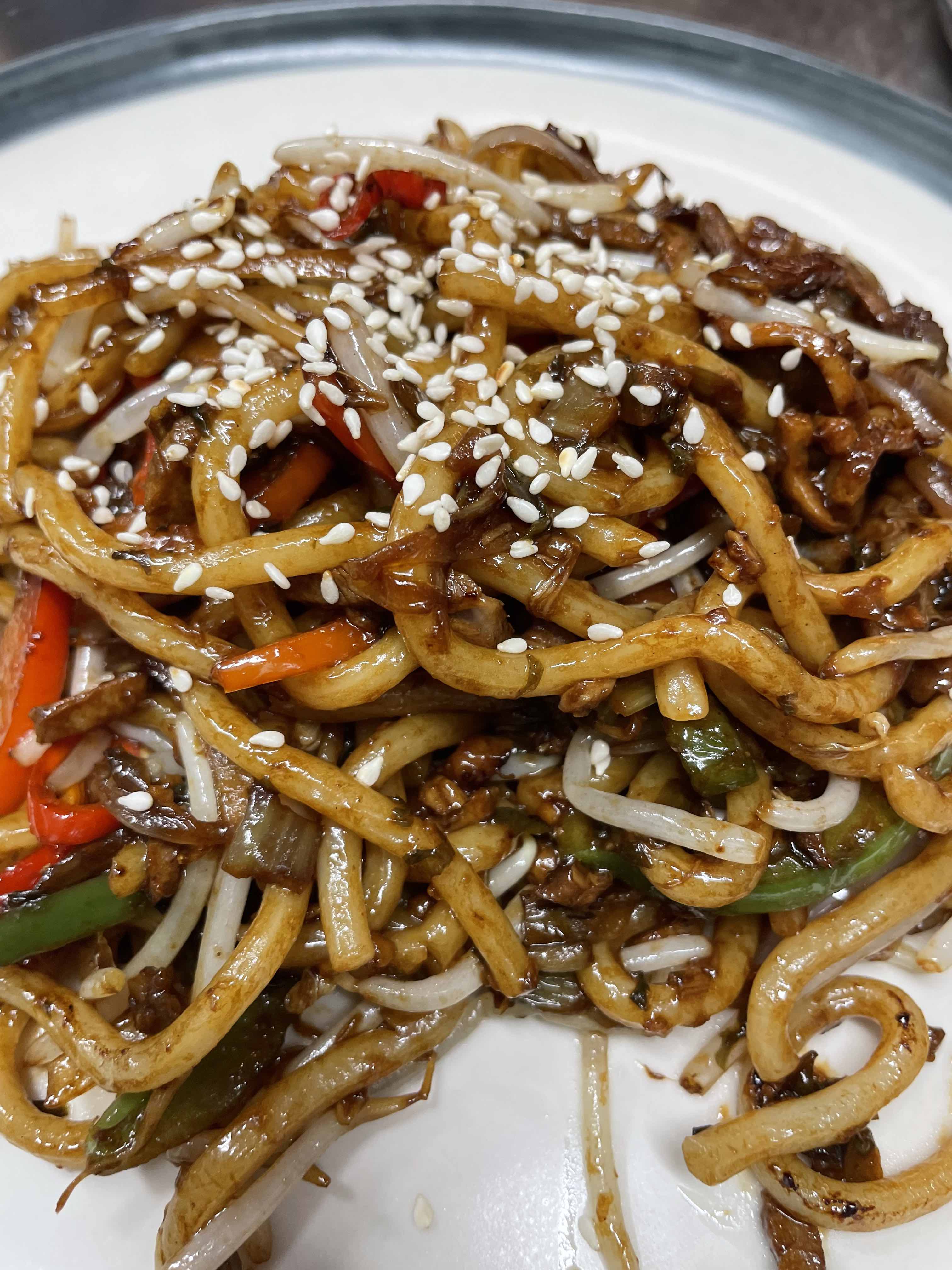 94.Stir-fried Udon with Shredded Duck and Salted Vegetables
