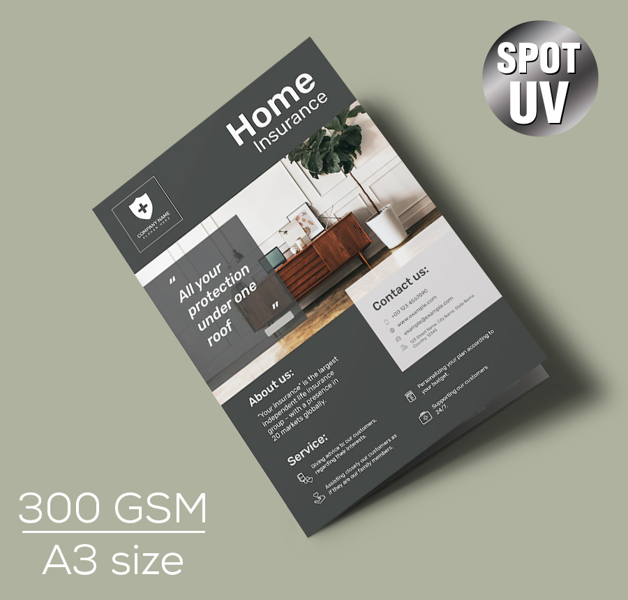 A3 Brochure 300 gsm Spot UV