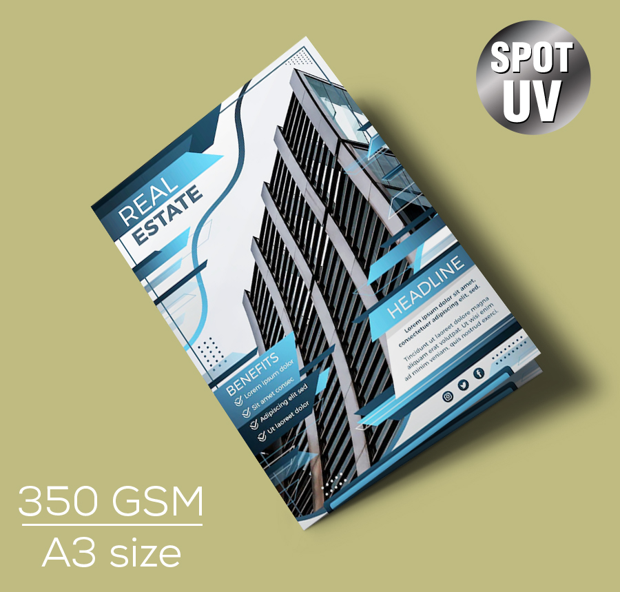 A3 Brochure 350 gsm Spot UV