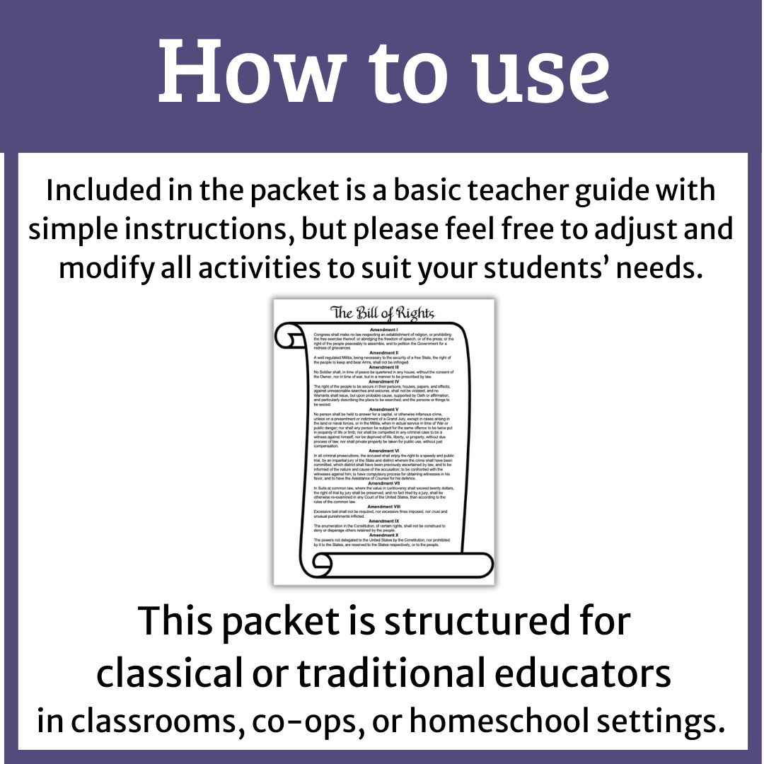 Bill of Rights:  Interpretation & Application Activities | Constitution Study for Grades 4–8