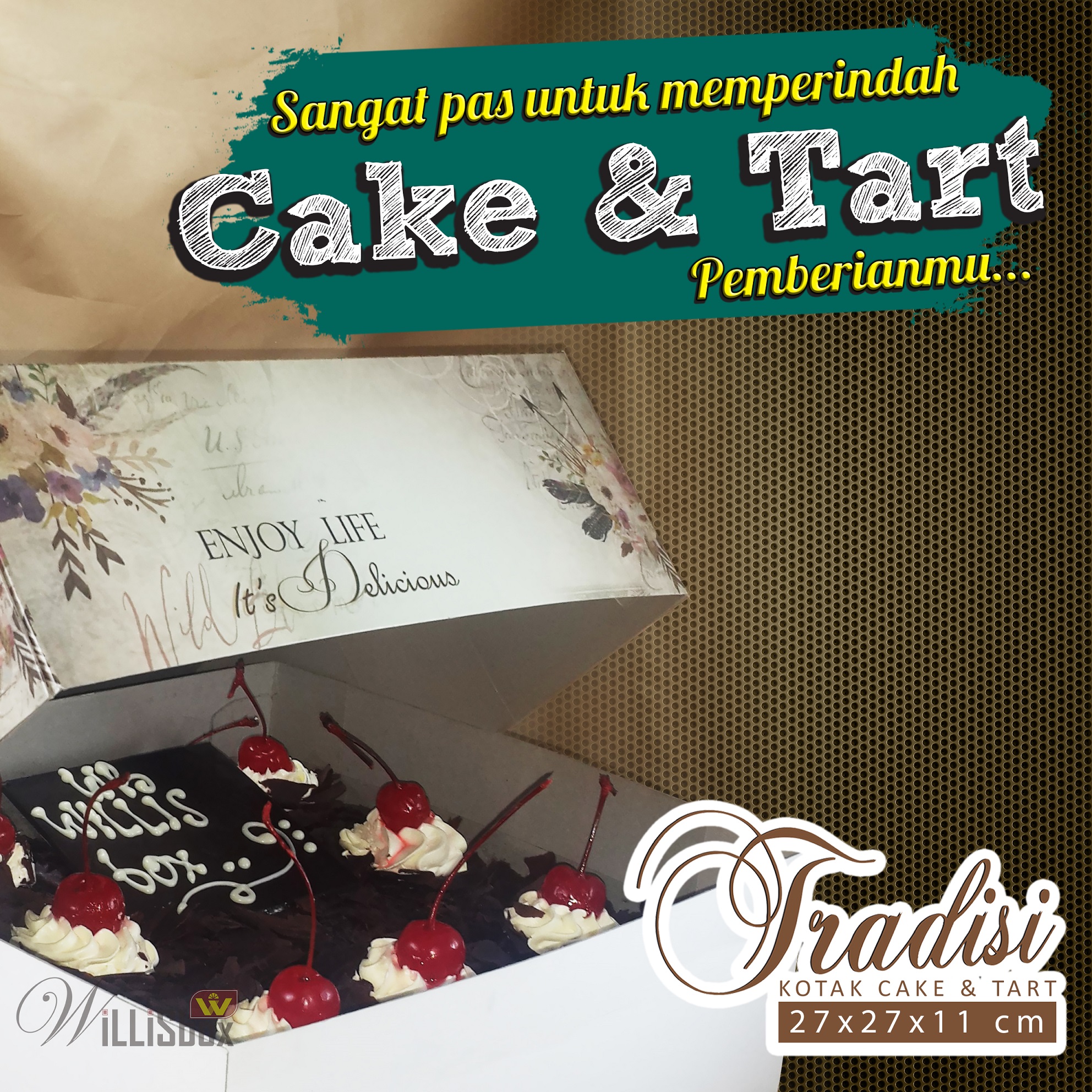 Box Kue 27x27x11 TRADISI Lminasi Motif 