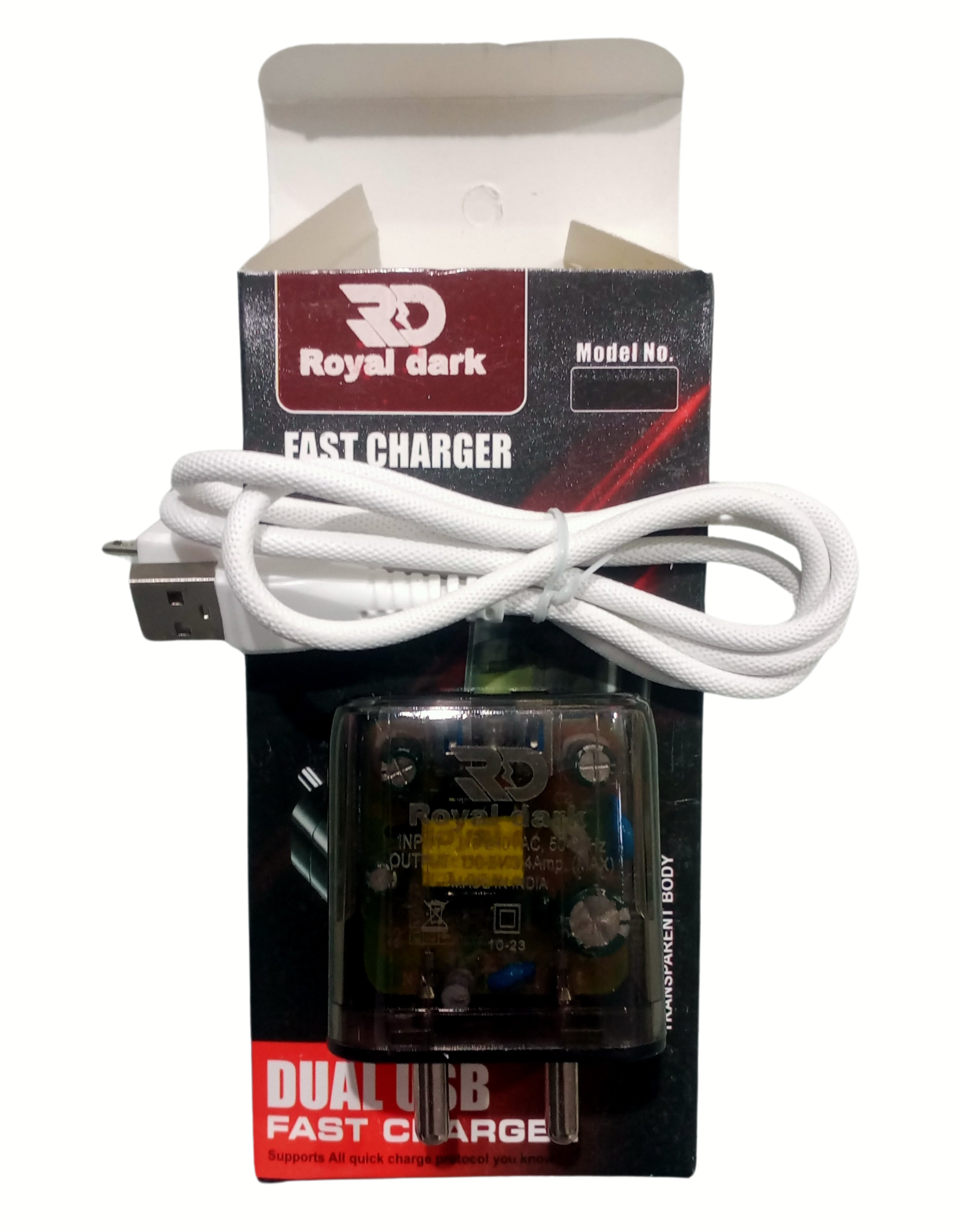 Wall charger USB Port, Transparent, Quick Charge 3.0, BoostedSpeed Mobile Charger Adapter Fast Charging, Compatible with Android Mobile, Headphones, TWS, Game Console, Power Banks